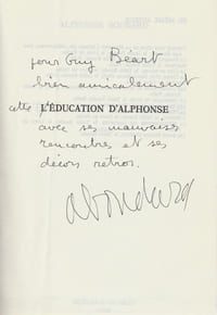 L'Education d'Alphonse. Roman. ( Avec superbe dédicace d'Alphonse Boudard à Guy Béart ).