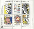 The Prints of Roy Lichtenstein : Planche de six timbres, sans valeur faciale, reproduisant des oeuvres de Roy Lichtenstein, édité par The National ...