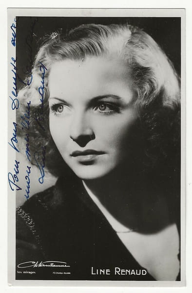 Carte Postale avec belle d&eacute;dicace de Line Renaud.. ( Cartes Postales - Chanson Fran&ccedil;aise - Cin&eacute;ma ) - Line Renaud - Charles Naudamme.