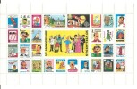 Planche publicitaire collector, hors commerce, realisée pour le chocolat Côte d'Or et le cinquantième anniversaire de Tintin, comprenant 31 timbres, ...