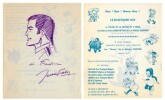 Superbe dessin original, au feutre, sign&eacute; par Jean Graton repr&eacute;sentant Michel Vaillant. Oeuvre r&eacute;alis&eacute;e au verso de la feuille publicitaire illustr&eacute;e ...