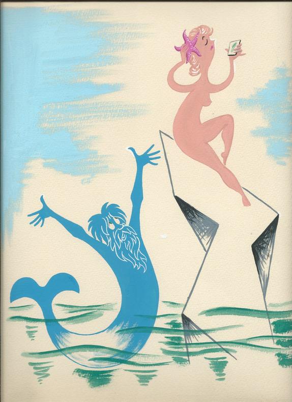 Superbe gouache originale de Lucien Logé intitulé " Glaucos et Sylla ". . ( Dessins Originaux ) - Lucien Logé.