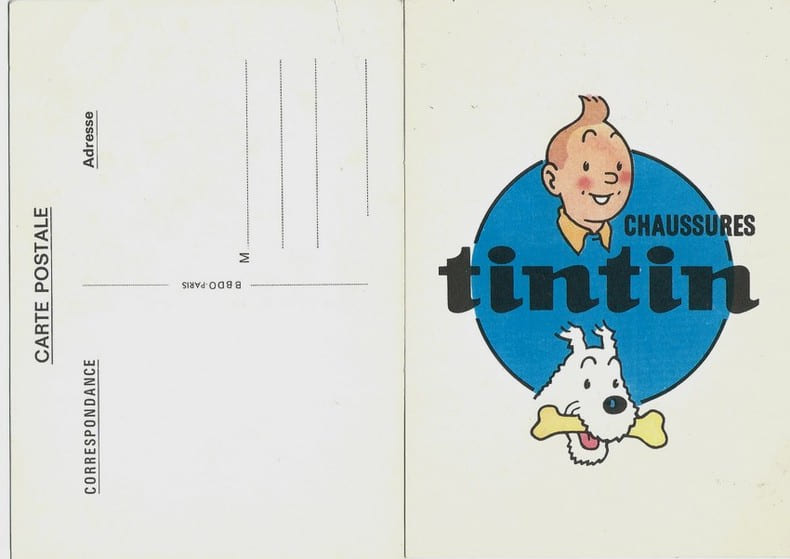 Carte Postale : Chaussures Tintin.. ( Bandes Dessin&eacute;es - Publicit&eacute; ) - Georges R&eacute;mi dit Herg&eacute; - Tintin.