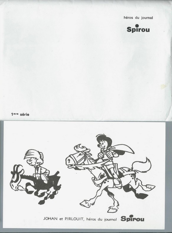 Lot de 8 cartes postales, série " Héros du Journal de Spirou " en tirage limité et numéroté sous enveloppe : Boule et Bill - Buck Dany - Natacha - ...