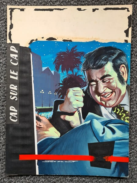Magnifique Gouache originale, sign&eacute;e, r&eacute;alis&eacute;e par Jef de Wulf pour une couverture de la s&eacute;rie " Espionnage ", publi&eacute; chez l'Arabesque.. ( Pin-Up - ...