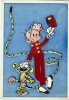 Lot 2 cartes postales de André Franquin : Spirou en feutrine avec le Marsupilami + Gaston, " Le Monde de Franquin ".. ( Bandes Dessinées ) - André ...