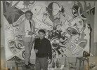 Jean Cocteau et Raymond Moretti, peignant à quatre mains la toile : Naissance du Verseau.. ( Photographies Littérature - Tirages Argentiques ) - Jean ...