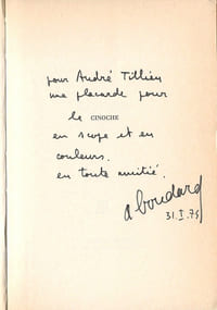 Cinoche. ( Exemplaire du service de presse avec belle dédicace et superbe lettre autographe de Alphonse Boudard à André Tillieu + article de ce dernier ).