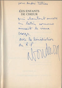Les Enfants de Choeur. ( Exemplaire du service de presse avec superbe dédicace et lettre autographe de Alphonse Boudard à André Tillieu + article et notes de ce dernier ).