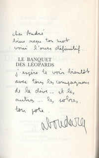 Le Banquet des Léopards. ( Exemplaire du service de presse avec belle dédicace de Alphonse Boudard à André Tillieu ).