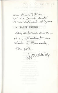Saint Frédo. ( Exemplaire du service de presse avec superbe dédicace de Alphonse Boudard à André Tillieu ).