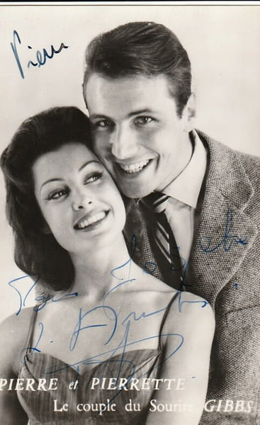 Carte postale publicitaire, d&eacute;dicac&eacute;e, par Pierre et Pierrette pour le dentifrice Gibbs.. ( Publicit&eacute; Dentifrice Gibbs ) - Pierre et Pierrette.
