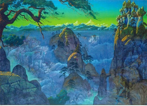 Cartes postale, illustr&eacute;e par Roger Dean pour le dernier album du groupe de rock progressif " Yes ".. ( Musique - Beaux-Arts ) - Roger Dean.