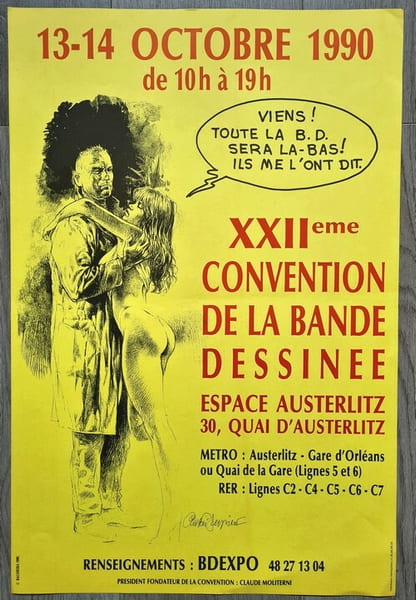 Magnifique affiche collector de Paolo Eleuteri Serpieri, mettant en sc&egrave;ne Druuna, &eacute;dit&eacute;e, pour la XXII&egrave;me Convention de la Bande Dessin&eacute;e du 13 et 14 ...