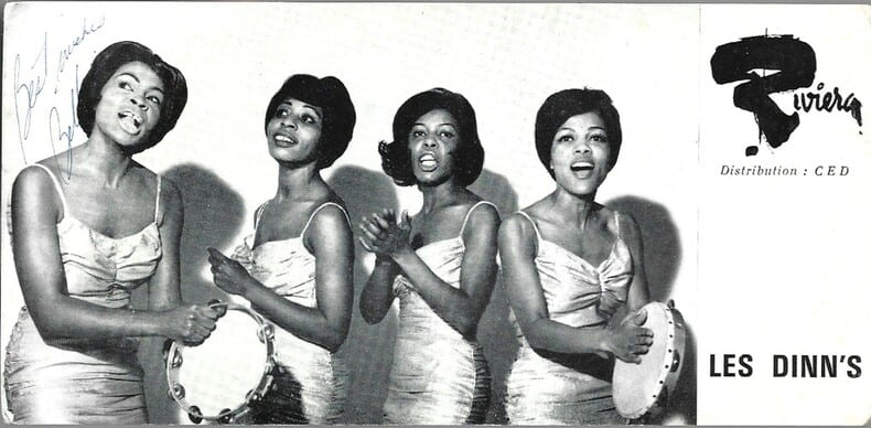 Carte postale Riviera sign&eacute;e par une des chanteuses des Dinn's.. ( Cartes Postales - Chanson Fran&ccedil;aise ) - Les Dinn's - Andr&eacute; Nisak.