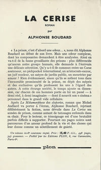 La Cerise. ( Exemplaire du service de presse )