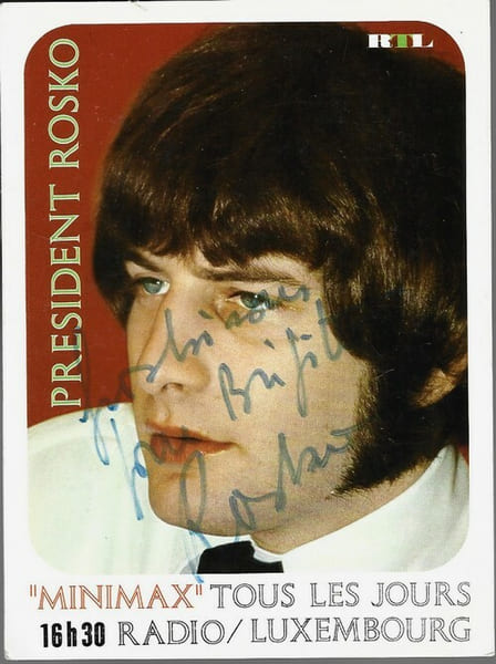 Carte postale RTL en couleurs avec photographie et d&eacute;dicace de Michael Pasternak dit Pr&eacute;sident Rosko.. ( Cartes Postales - Chanson Fran&ccedil;aise - Radio ) ...