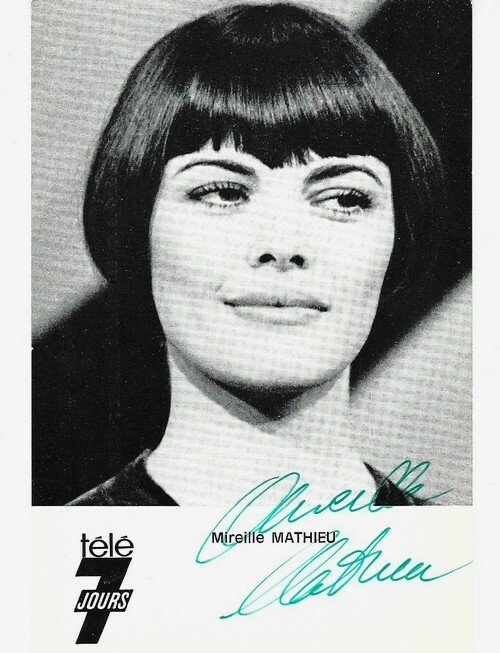 Carte postale Télé 7 Jours signée par Mireille Mathieu.. ( Cartes Postales - Chanson Française ) - Mireille Mathieu.