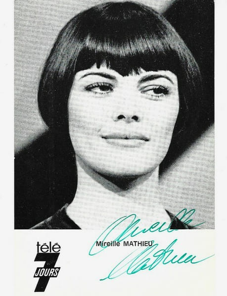 Carte postale T&eacute;l&eacute; 7 Jours sign&eacute;e par Mireille Mathieu.. ( Cartes Postales - Chanson Fran&ccedil;aise ) - Mireille Mathieu.