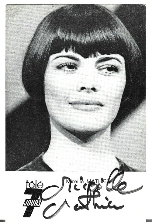Carte postale Télé 7 Jours signée par Mireille Mathieu.. ( Cartes Postales - Chanson Française ) - Mireille Mathieu.