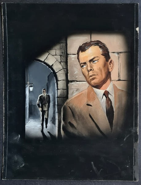 Magnifique Gouache originale, sign&eacute;e, r&eacute;alis&eacute;e par Michel Gourdon pour le livre " Force de Frappe " publi&eacute; par les &eacute;ditions Fleuve Noir dans la ...