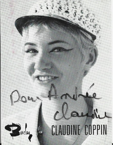 Carte postale Barclay de Claudine Coppin, d&eacute;dicac&eacute;e.. ( Cartes Postales - Chanson Fran&ccedil;aise ) - Claudine Coppin.