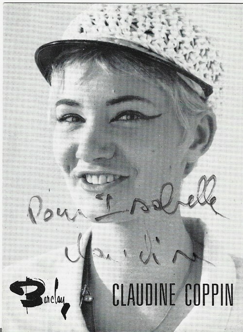 Carte postale Barclay de Claudine Coppin, dédicacée.. ( Cartes Postales - Chanson Française ) - Claudine Coppin.