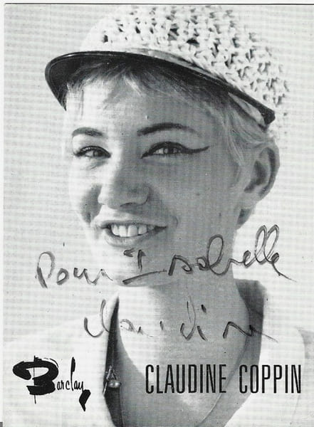 Carte postale Barclay de Claudine Coppin, d&eacute;dicac&eacute;e.. ( Cartes Postales - Chanson Fran&ccedil;aise ) - Claudine Coppin.