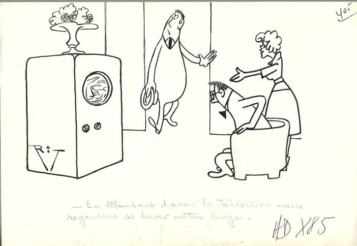 Superbe dessin original de presse par Gaston Fritz dit Rit, sign&eacute;. Encre de chine, sur papier.. ( Dessin d'Humour et de Presse ) - Gaston Fritz dit ...
