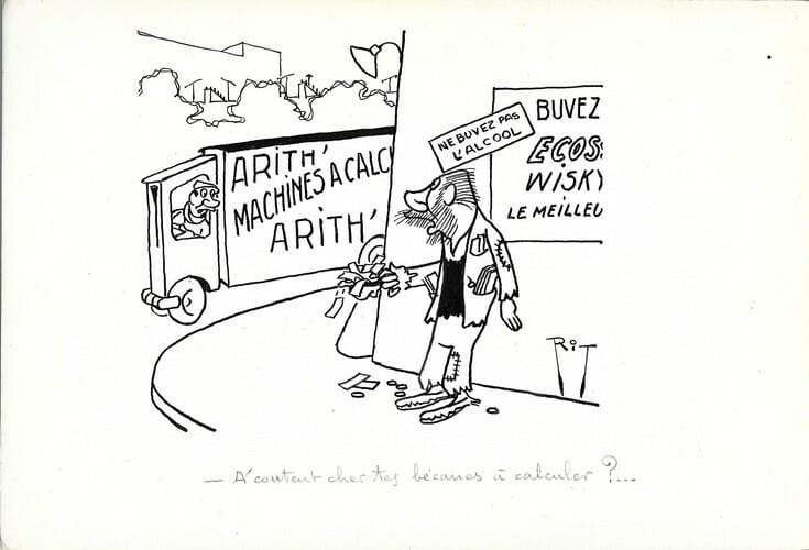 Superbe dessin original de presse par Gaston Fritz dit Rit, sign&eacute;. Encre de chine sur papier.. ( Dessin d'Humour et de Presse ) - Gaston Fritz dit ...
