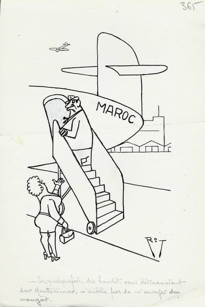Superbe dessin original de presse par Gaston Fritz dit Rit, sign&eacute;. Encre de chine et crayon de couleur bleu, sur papier.. ( Dessin d'Humour et de ...