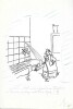 Superbe dessin original de presse par Gaston Fritz dit Rit, signé. Encre de chine et crayon de couleur bleu, sur papier.. ( Dessin d'Humour et de ...