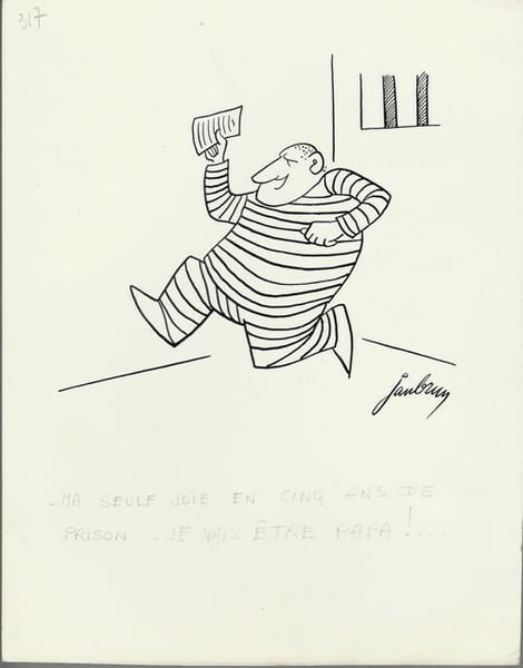 Superbe dessin original de presse par Jean Bruniet dit Janbrun, sign&eacute;. Encre de chine, sur papier.. ( Dessin d'Humour et de Presse ) - Jean Bruniet ...