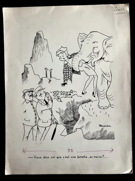 Superbe dessin original de presse par A. Mialon sign&eacute; Miandre. Encre de chine, sur papier.. ( Dessin d'Humour et de Presse ) - A. Mialon sign&eacute; ...