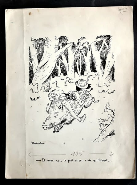 Superbe dessin original de presse par A. Mialon sign&eacute; Miandre. Encre de chine, sur papier.. ( Dessin d'Humour et de Presse ) - A. Mialon sign&eacute; ...