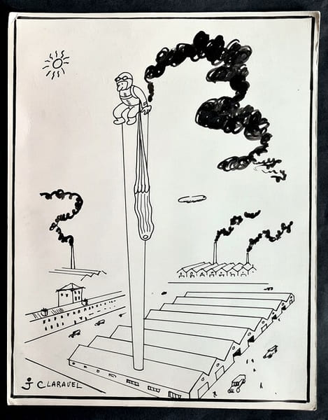 Superbe dessin original de presse par Joseph Claravel, sign&eacute;. Encre de chine, sur papier.. ( Dessin d'Humour et de Presse ) - Joseph Claravel.