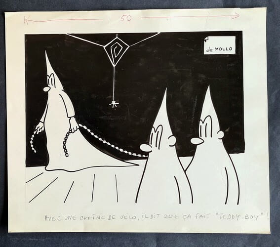 Superbe dessin original de presse par Andr&eacute; Pratx dit De Mollo. Encre de chine, sur papier.. ( Dessin d'Humour et de Presse ) - Andr&eacute; Pratx dit De ...