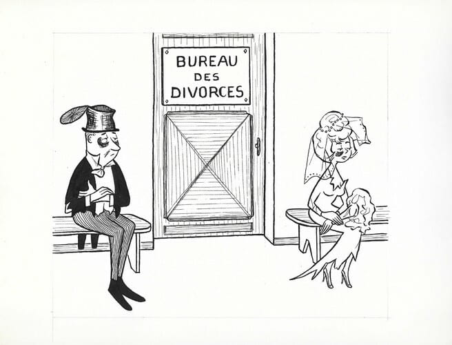 Superbe dessin original de presse anonyme, non sign&eacute;. Encre de chine, sur papier.. ( Dessin d'Humour et de Presse ) - Anonyme.