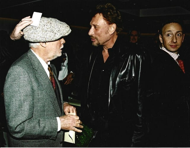 Magnifique photographie en tirage argentique couleurs, de Johnny Hallyday et St&eacute;phane Bern.. ( Photographies - Musique ) - Jean-Philippe Smet dit ...