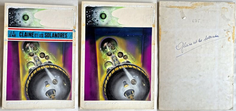 Superbe gouache couleurs sur carton fort, r&eacute;alis&eacute;e pour le livre de Doris Le May & Jean-Louis Le May " Claine et les Solandres ", paru aux &eacute;ditions ...