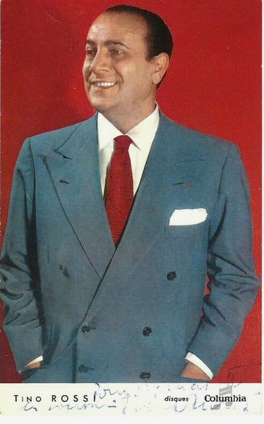 Carte Postale avec d&eacute;dicace de Tino Rossi.. ( Cartes Postales d&eacute;dicac&eacute;es - Musique ) - Tino Rossi.