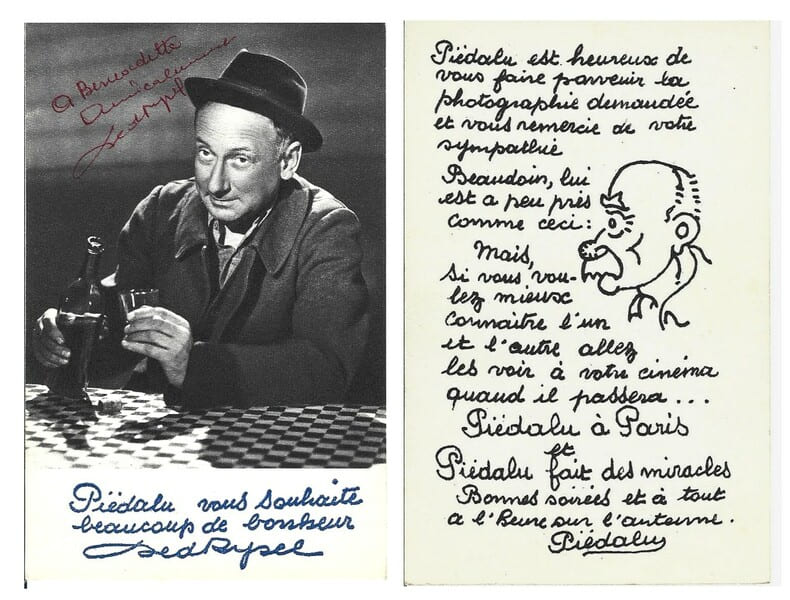 Photographie au format carte postale, repr&eacute;sentant Andr&eacute; Adrien Grandvalet dit Ded Rysel dans le r&ocirc;le de Di&euml;dalu, avec belle d&eacute;dicace de ce dernier.. ...
