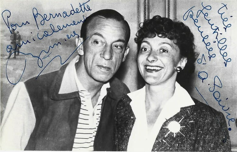 Photographie argentique, repr&eacute;sentant Raymond Bussi&egrave;res et son &eacute;pouse Annette Poivre, avec belle d&eacute;dicace de ces derniers.. ( Cin&eacute;ma ) - Raymond ...