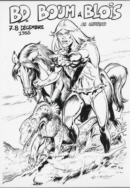 Carte Postale BD Boum &agrave; Blois, au Ch&acirc;teau, 7-8 d&eacute;cembre 1985 : Rahan, fils des &acirc;ges farouches.. ( Bandes Dessin&eacute;es - Rahan ) - Andr&eacute; Cheret.