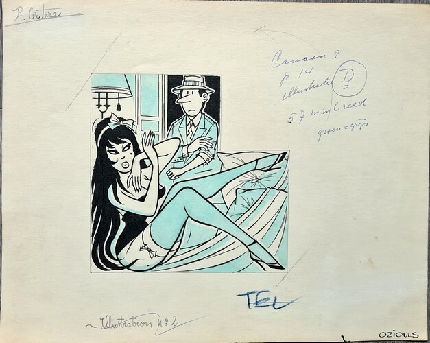 Superbe dessin original de Pin-Up, réalisé et signé par Henri Oziouls . ( Dessin original - Pin-Up ) - Henri Oziouls.