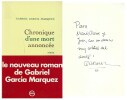 Chronique d'une mort annoncée. ( Avec superbe dédicace de Gabriel Garcia-Marquez à l'écrivain Yves Berger et à son épouse ). . Gabriel Garcia-Marquez.