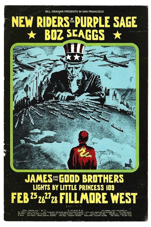 Magnifique carte postale de 1971 pour les concerts pr&eacute;sent&eacute;s par Billy Graham au Fillmore West de San Francisco les 25,26,27 et 28 f&eacute;vrier 1971. Les ...