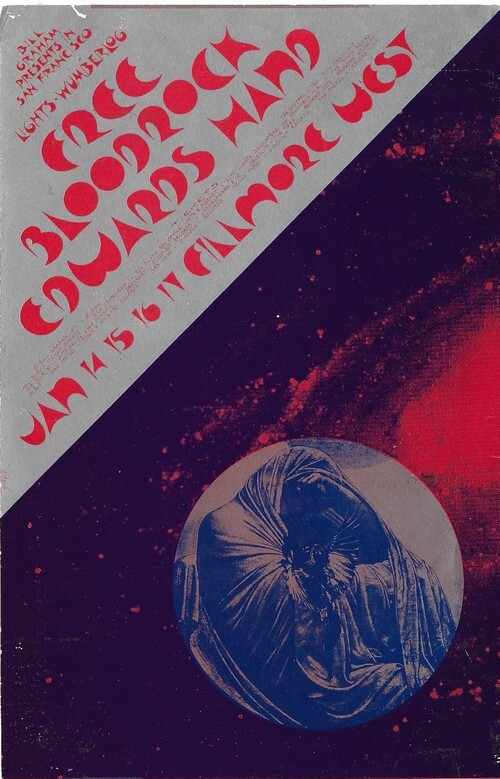 Magnifique carte postale de 1971 pour les concerts pr&eacute;sent&eacute;s par Billy Graham au Fillmore West de San Francisco les 14, 15, 16 et janvier 1971. Les ...