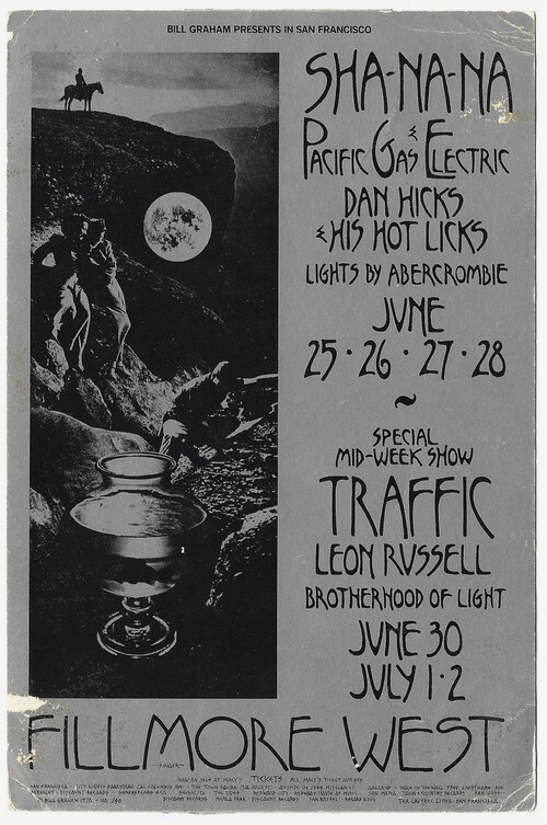 Magnifique carte postale de 1970 pour les concerts pr&eacute;sent&eacute;s par Billy Graham au Fillmore West de San Francisco les 25, 26, 27 et 28 juin 1970. Les ...