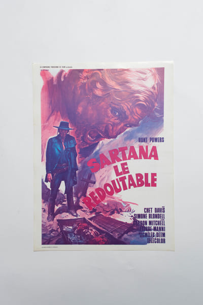 Rare affichette originale de film, d'exploitation en salles, pour le western spaghetti italien " Sartana le redoutable ( Inginocchiati straniero... I ...